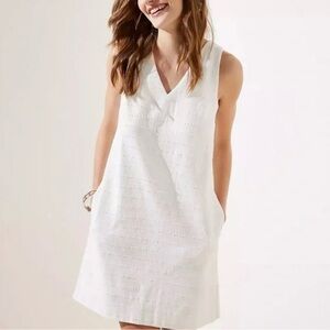 LOFT Textured Ivory Sleeveless Dress